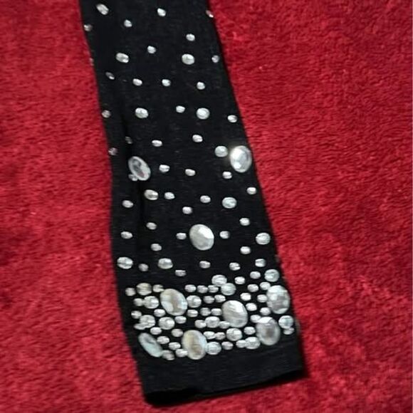 NEW Women's Black Sheer Rhinestone Bling Bodysuit - Picture 3 of 5